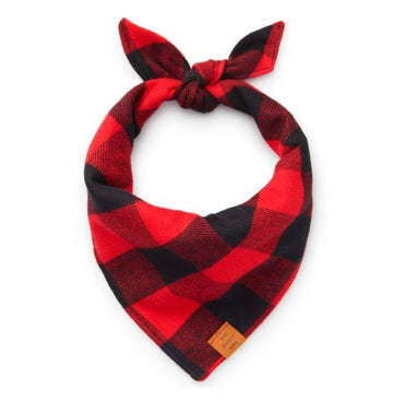 Red buffalo check dog bandana for fall