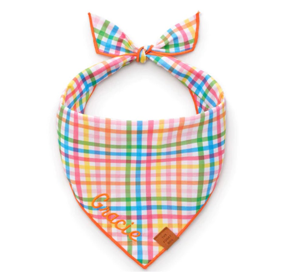 Bandana - Bright Plaid - Gussied Up Pet Boutique