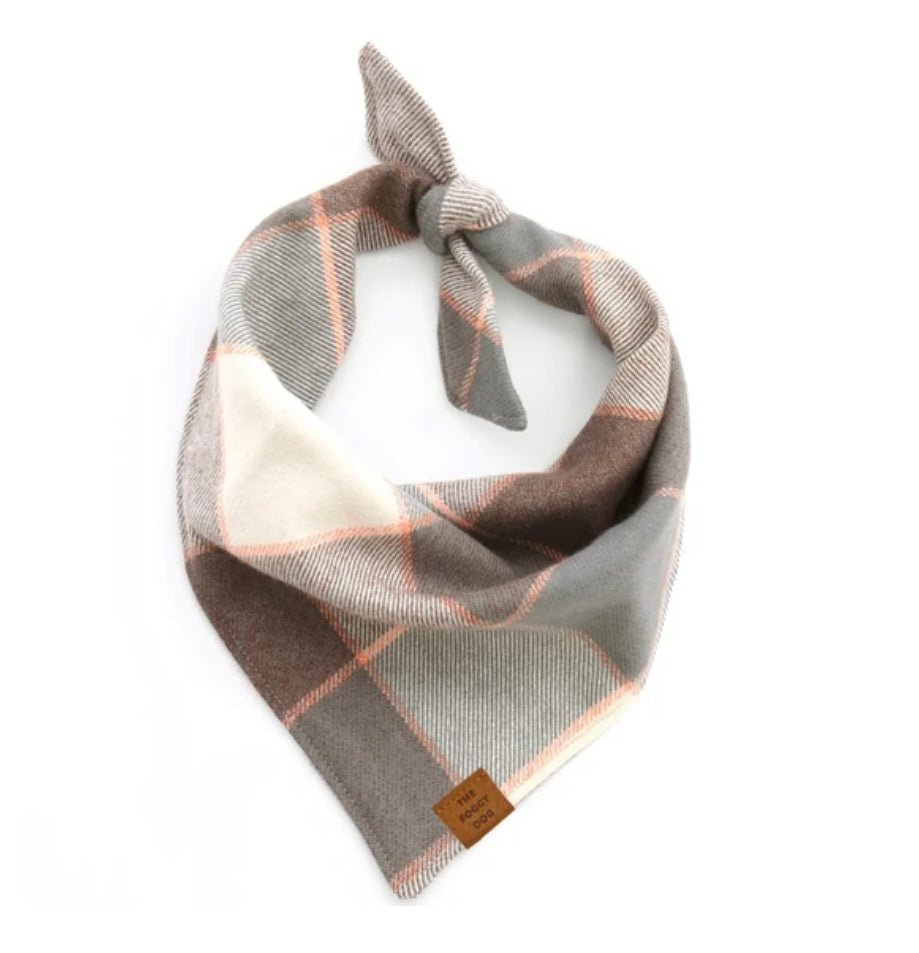 Bandana - Gray Pink Plaid - Gussied Up Pet Boutique