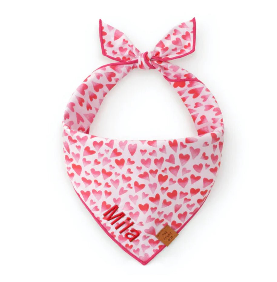 Bandana - Pink Hearts - Gussied Up Pet Boutique