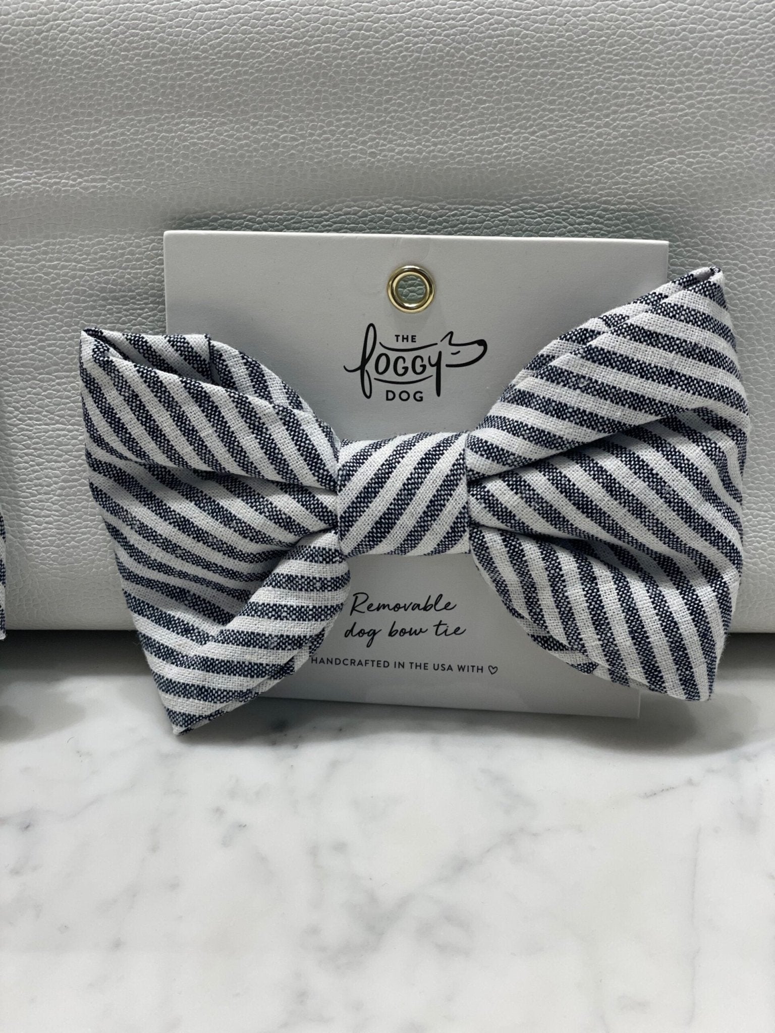 Bow Tie - Charcoal Stripe - Gussied Up Pet Boutique