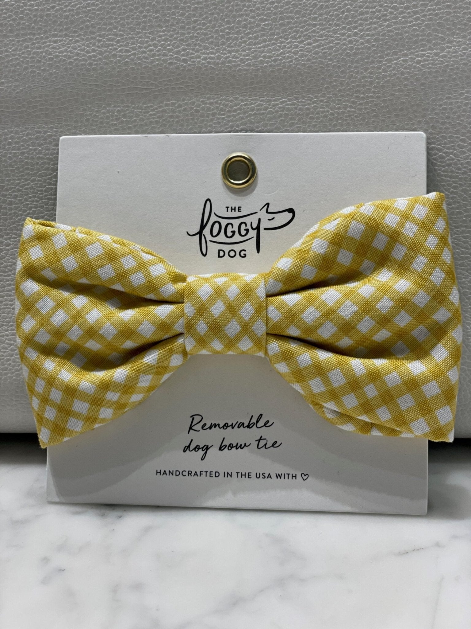 Bow Tie - Daffodil Gingham - Gussied Up Pet Boutique