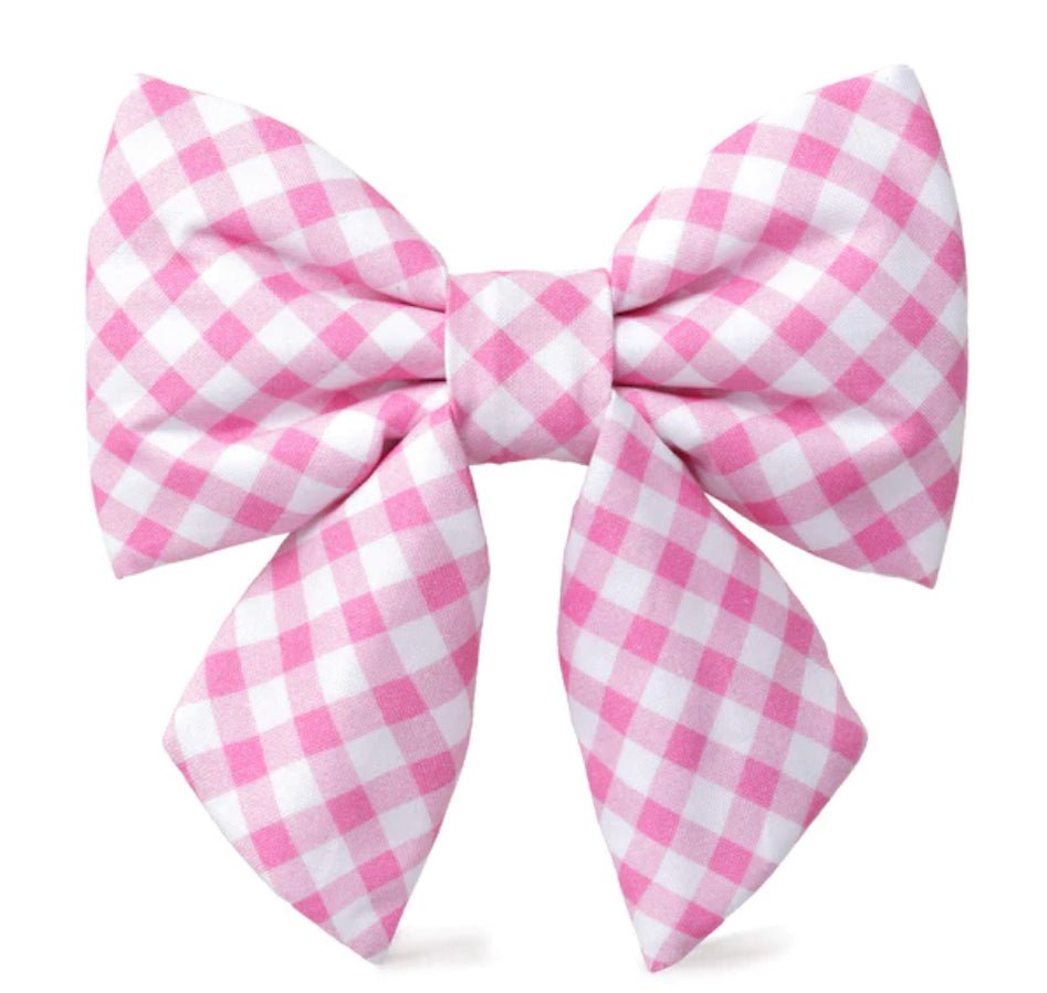 Bow Tie - Pink Gingham Lady Bow - Gussied Up Pet Boutique
