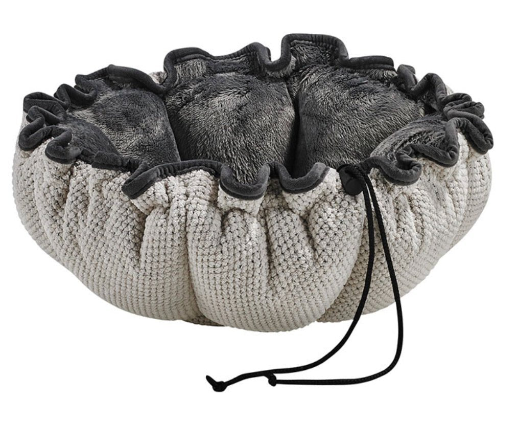 Buttercup Cat Bed - Tan/Dark Gray - Gussied Up Pet Boutique