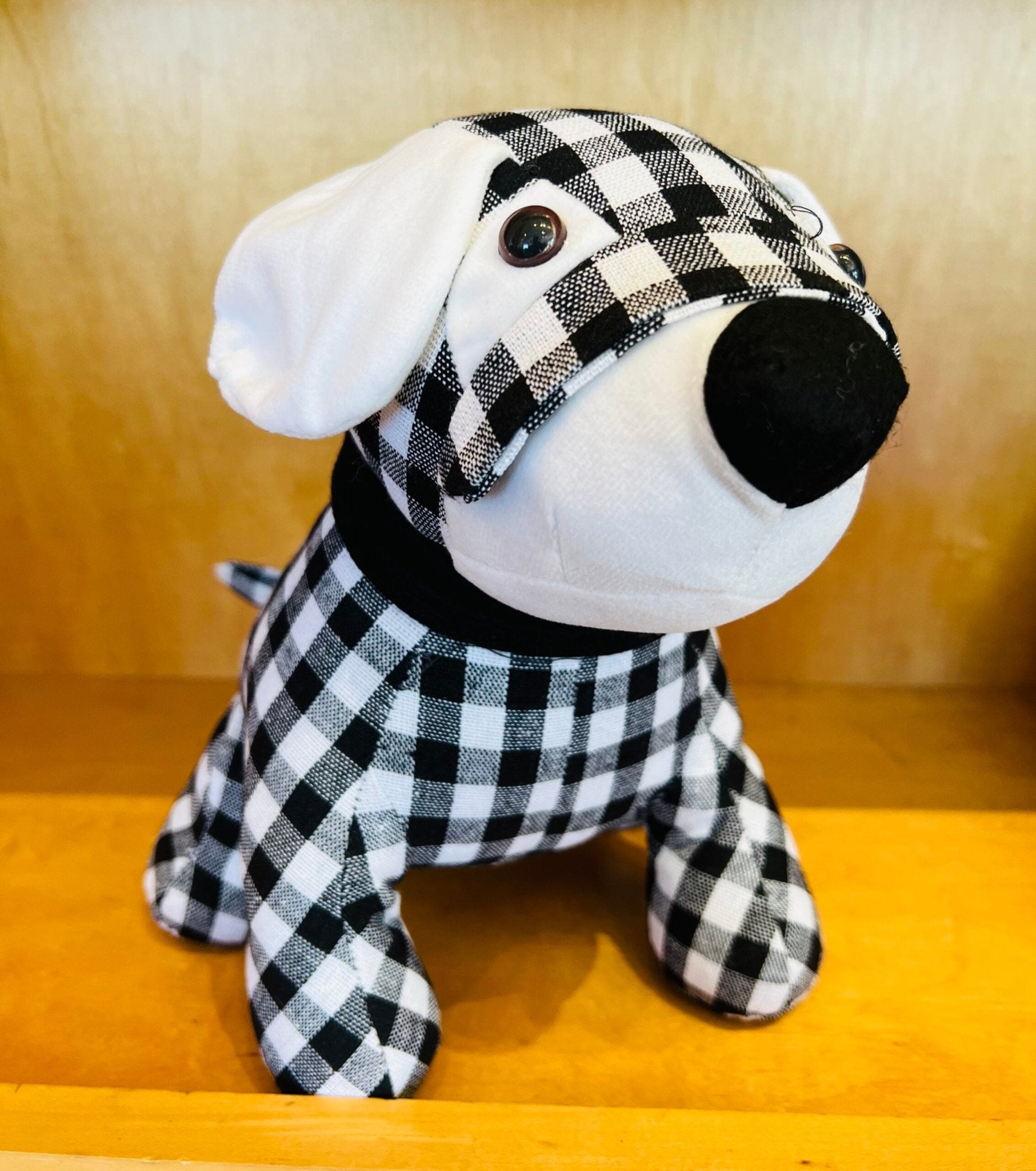 B/W Buffalo Check Pup Door Stop - Gussied Up Pet Boutique