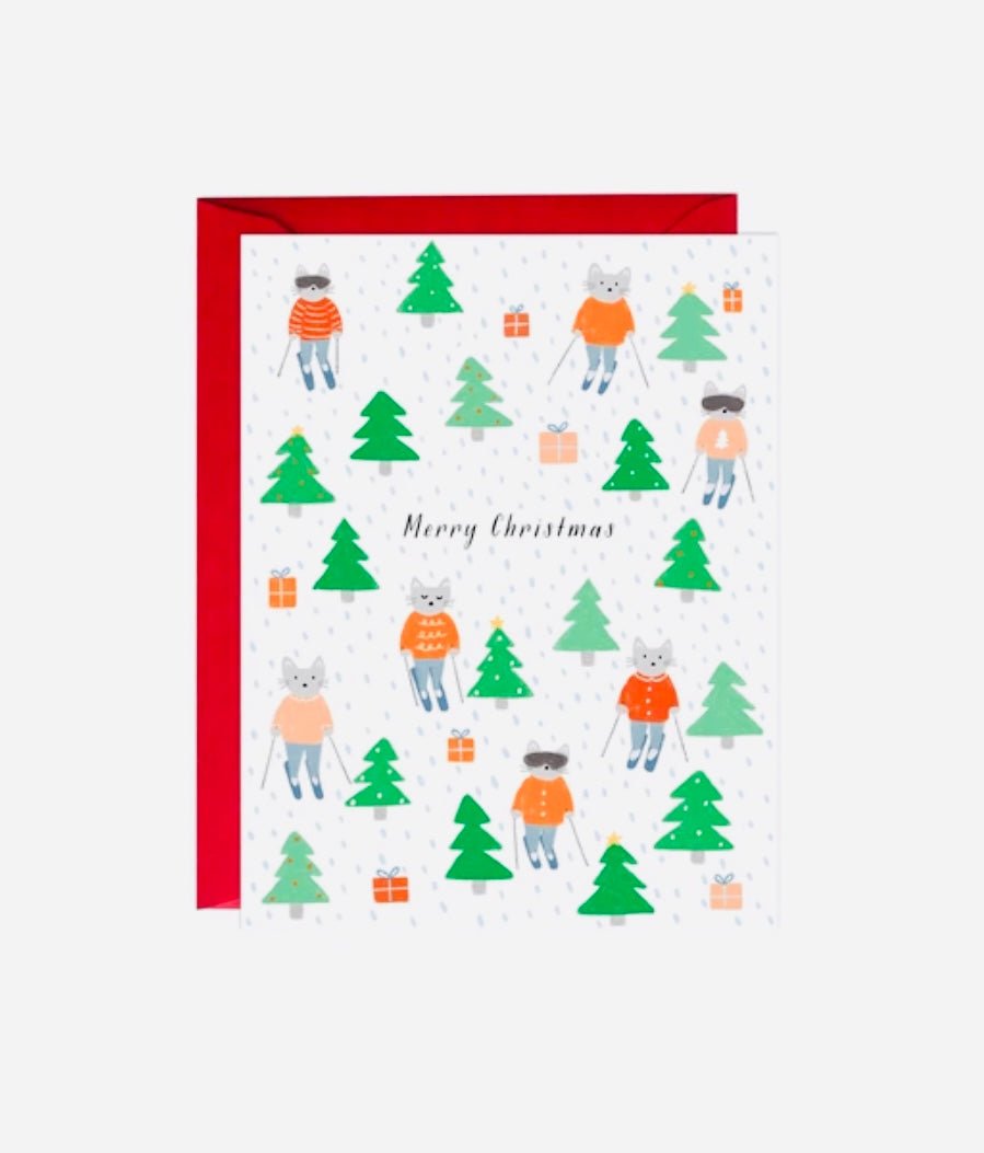 Cat Skiing Card - Gussied Up Pet Boutique