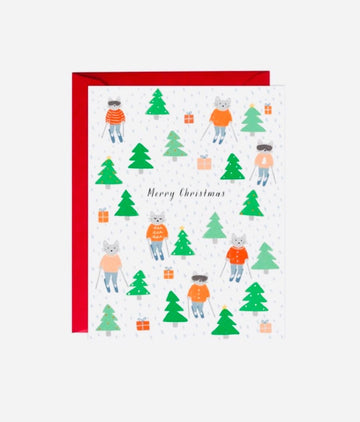Cat Skiing Card - Gussied Up Pet Boutique