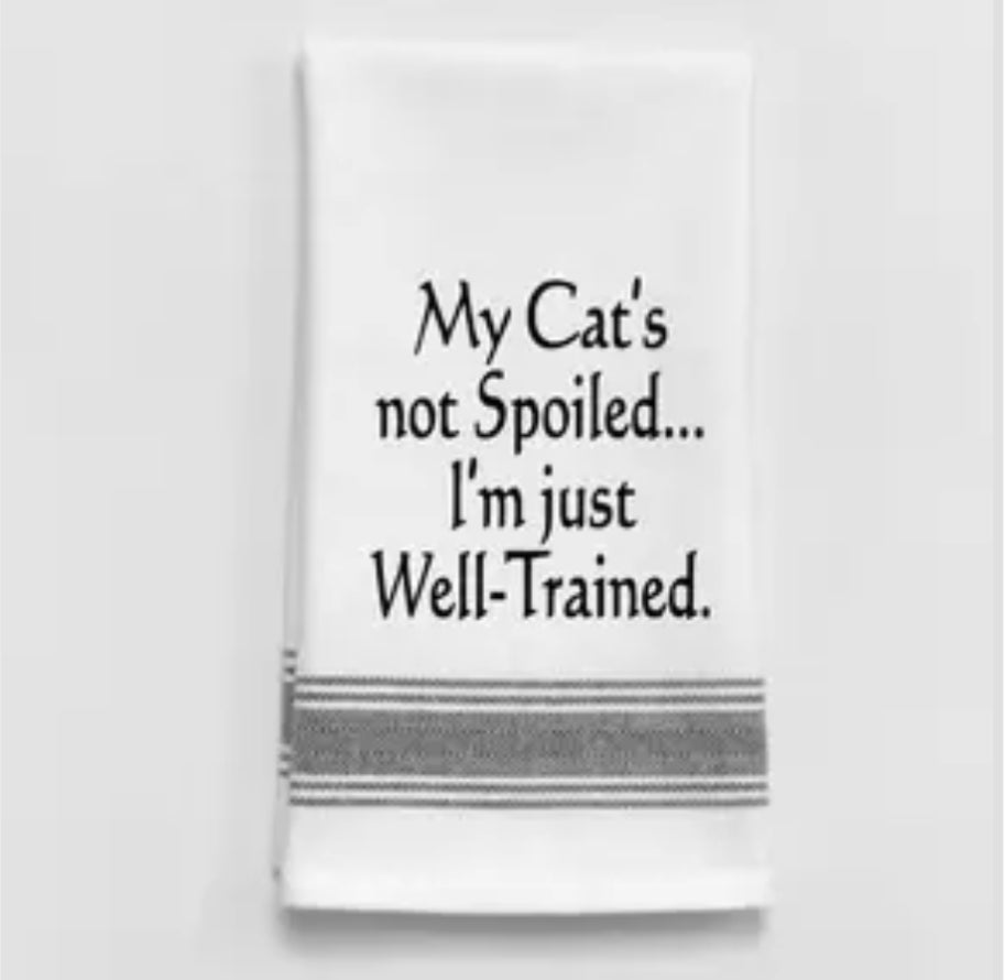 Dish Towel - Cat Well Trained - Gussied Up Pet Boutique