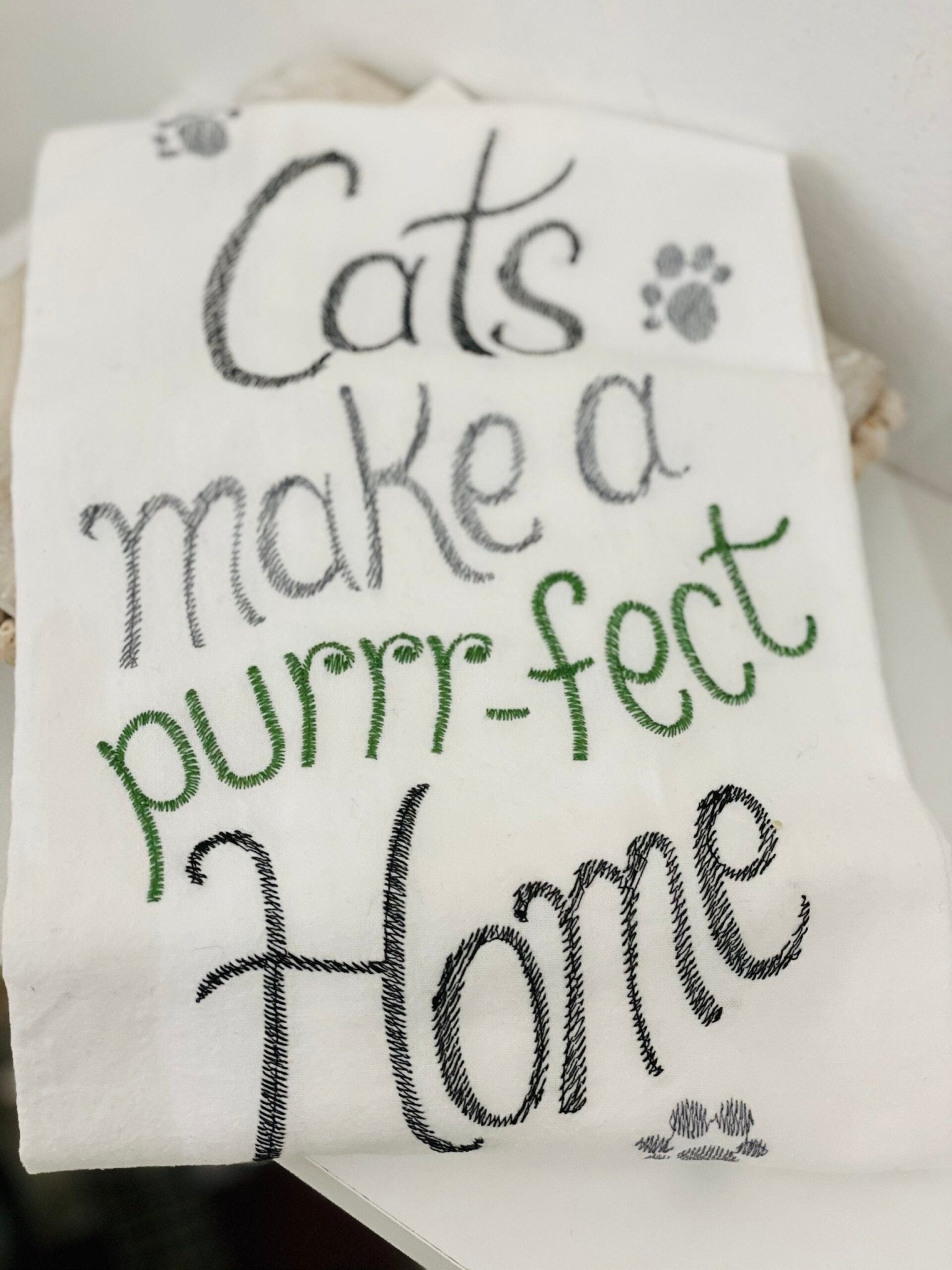 Dish Towel - Cats Make the Purrfect Home - Gussied Up Pet Boutique