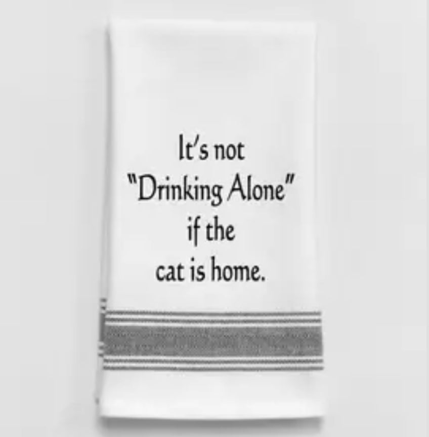 Dish Towel - Drinking with Cat - Gussied Up Pet Boutique