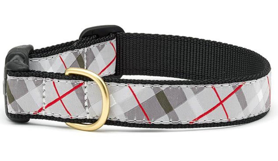 Dog Collar - Grey Plaid - Gussied Up Pet Boutique