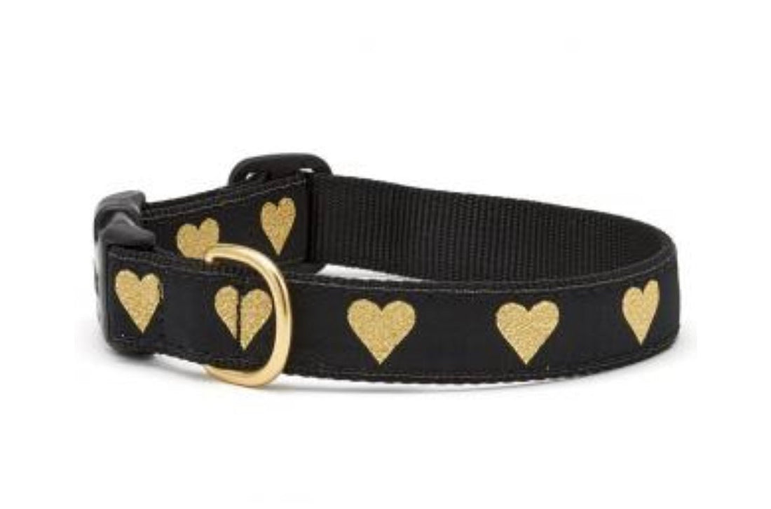 Dog Collar - Heart of Gold Black - Gussied Up Pet Boutique