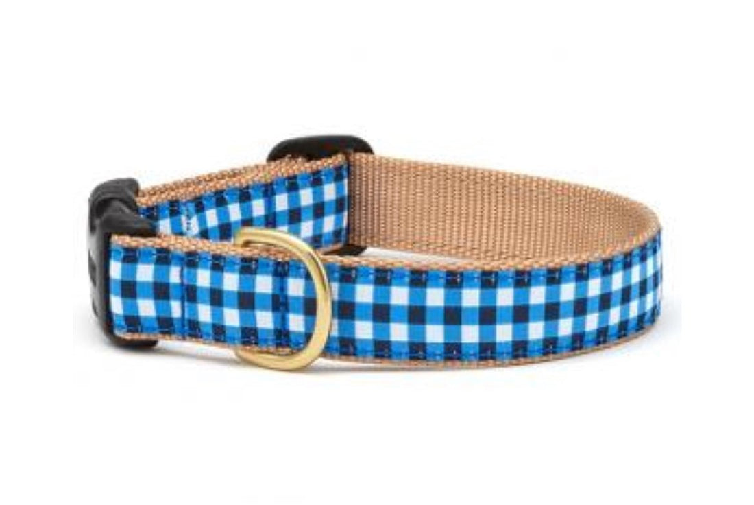 Dog Collar - Navy Gingham - Gussied Up Pet Boutique