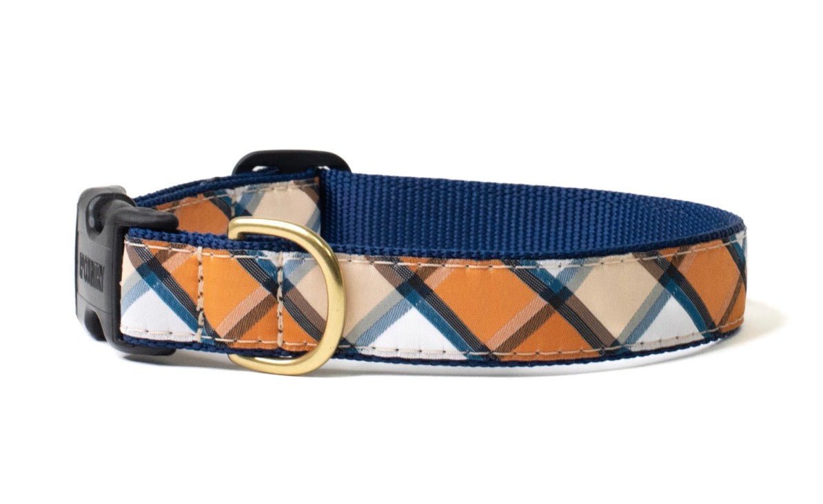 Dog Collar - Orange Terracotta Plaid - Gussied Up Pet Boutique