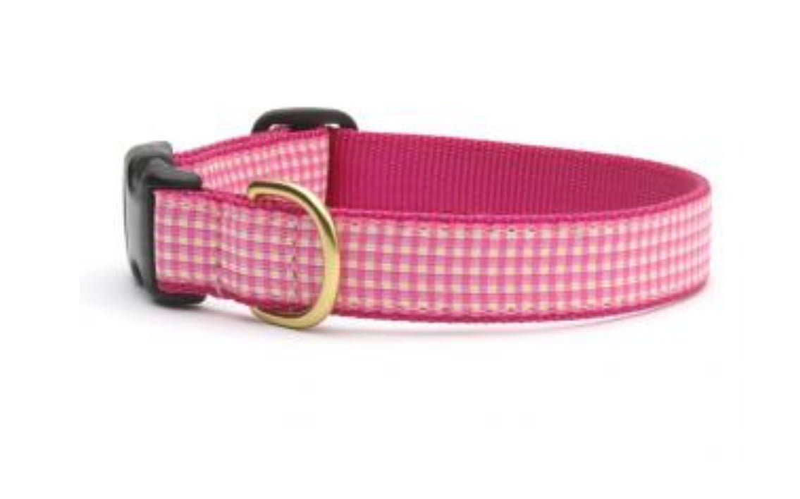 Dog Collar - Pink Gingham - Gussied Up Pet Boutique