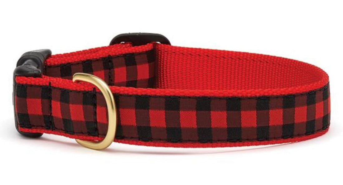 Dog Collar - Red Buffalo Check - Gussied Up Pet Boutique