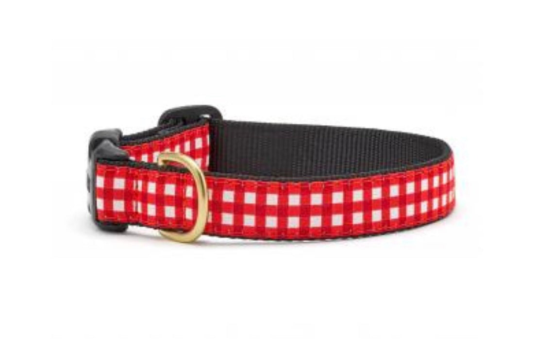 Dog Collar - Red Gingham/Black - Gussied Up Pet Boutique