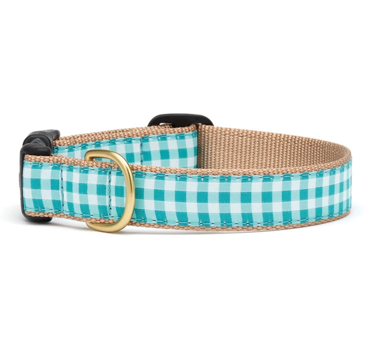 Dog Collar - Turquoise Gingham - Gussied Up Pet Boutique