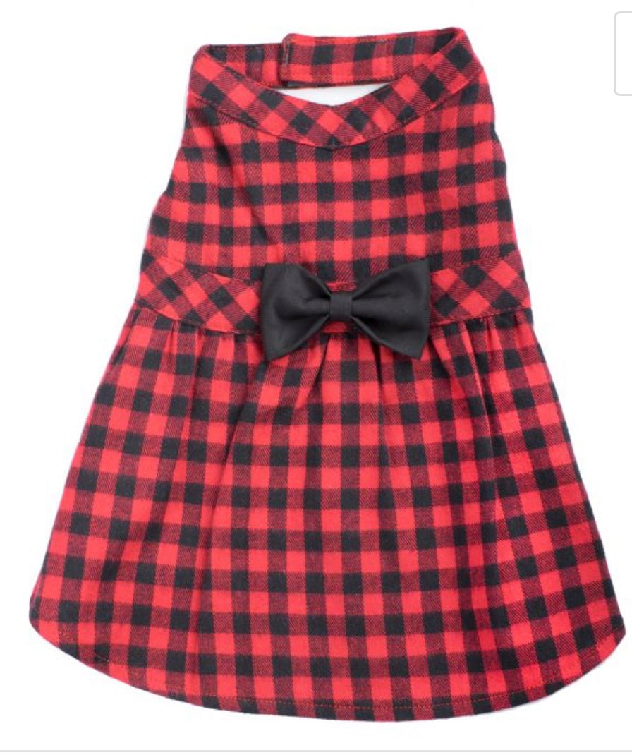 Dress - Red Buffalo Check - Gussied Up Pet Boutique
