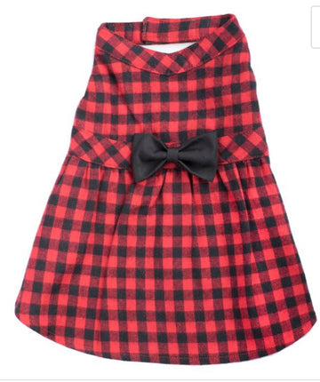 Dress - Red Buffalo Check - Gussied Up Pet Boutique