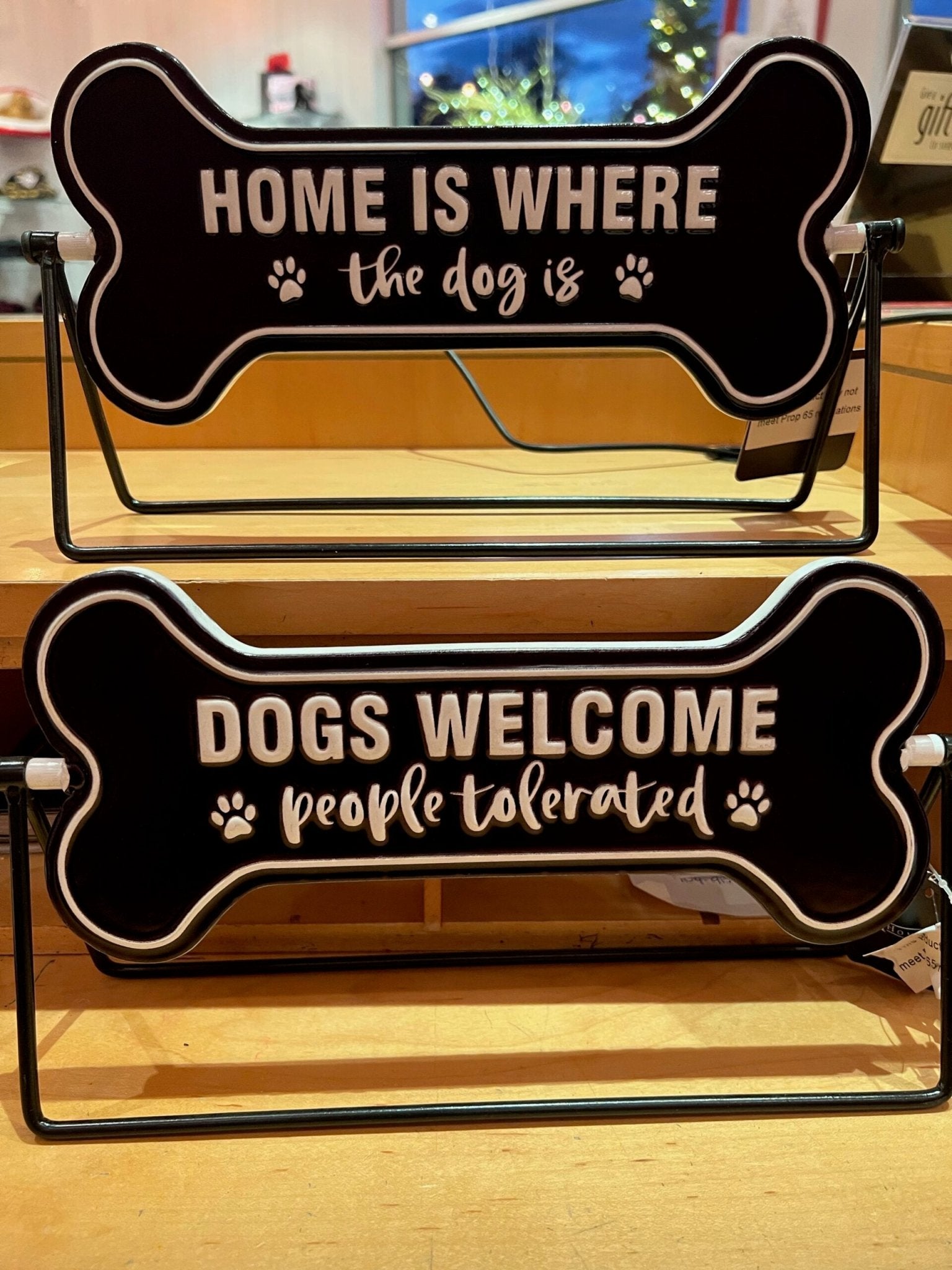 Flip Sign - Dog Bone (Black/White) - Gussied Up Pet Boutique