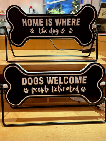 Flip Sign - Dog Bone (Black/White) - Gussied Up Pet Boutique