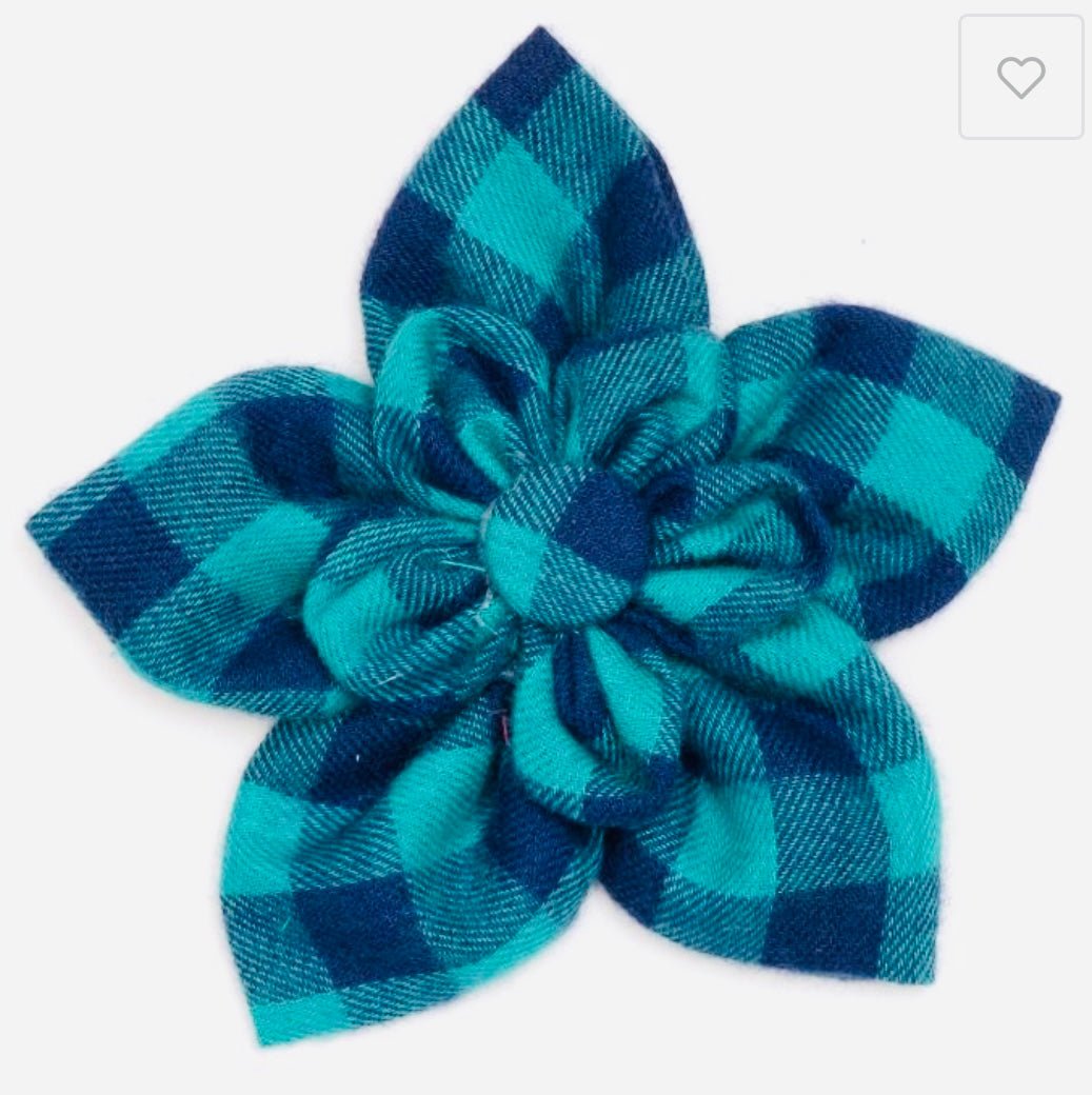 Flower - Green/Navy Check - Gussied Up Pet Boutique
