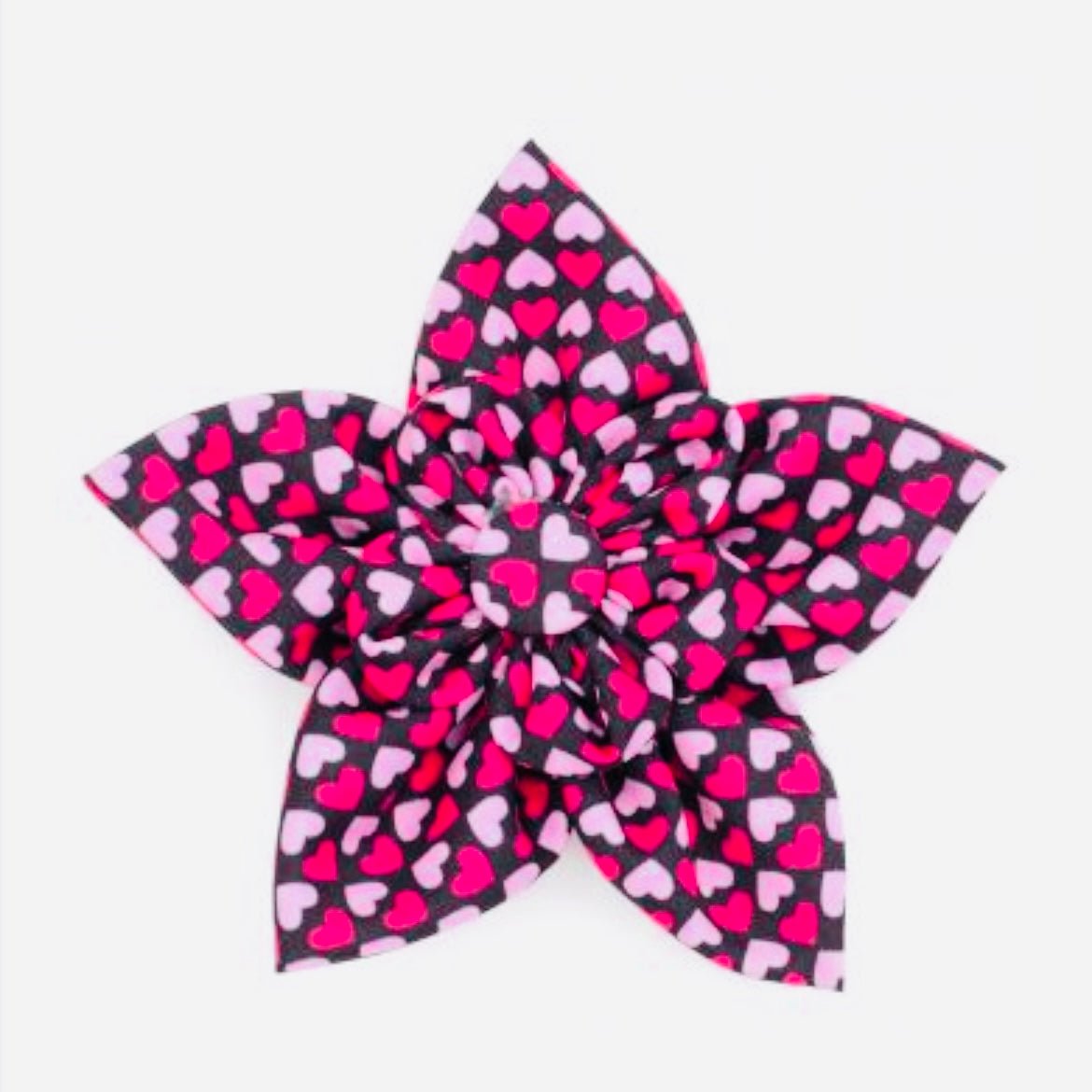 Flower - Pink/Black Hearts - Gussied Up Pet Boutique