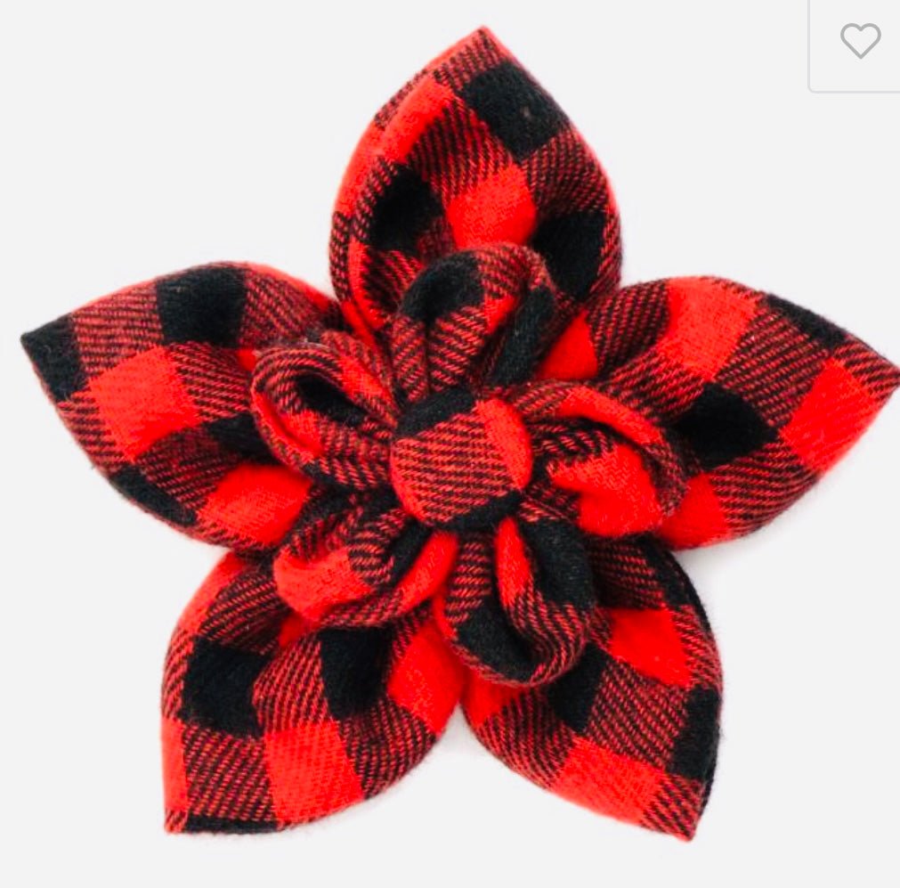 Flower - Red Buffalo Check - Gussied Up Pet Boutique