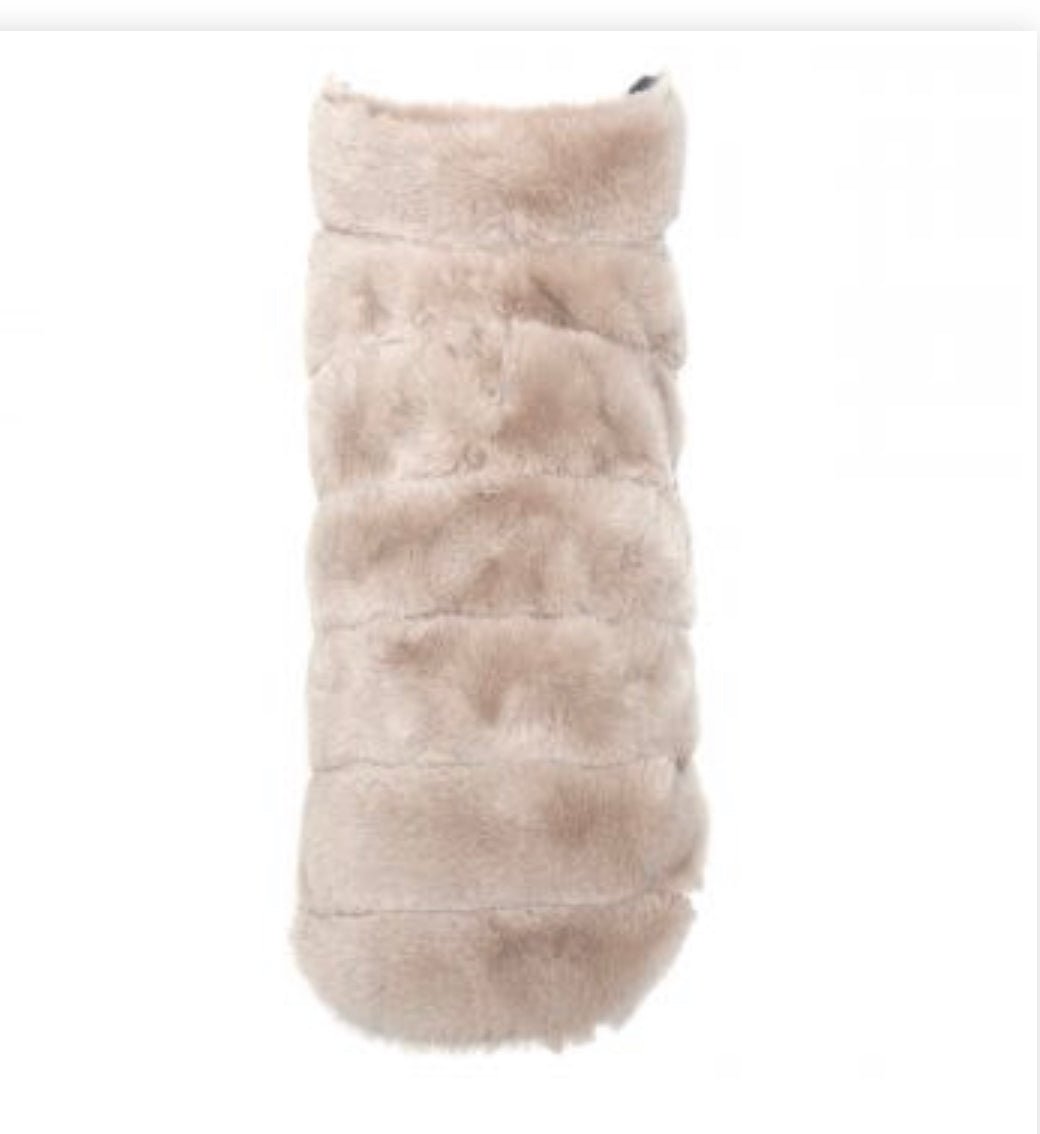 Fur Coat Beige (Reversible) - Gussied Up Pet Boutique