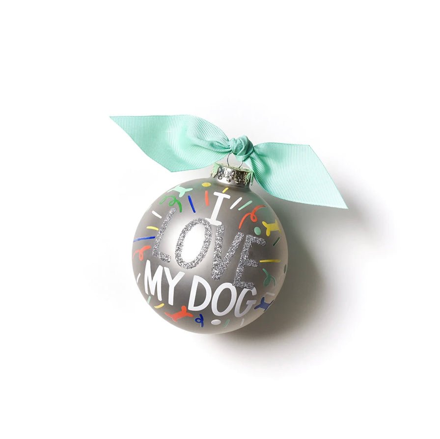 Gray - I Love My Dog Ornament - Gussied Up Pet Boutique