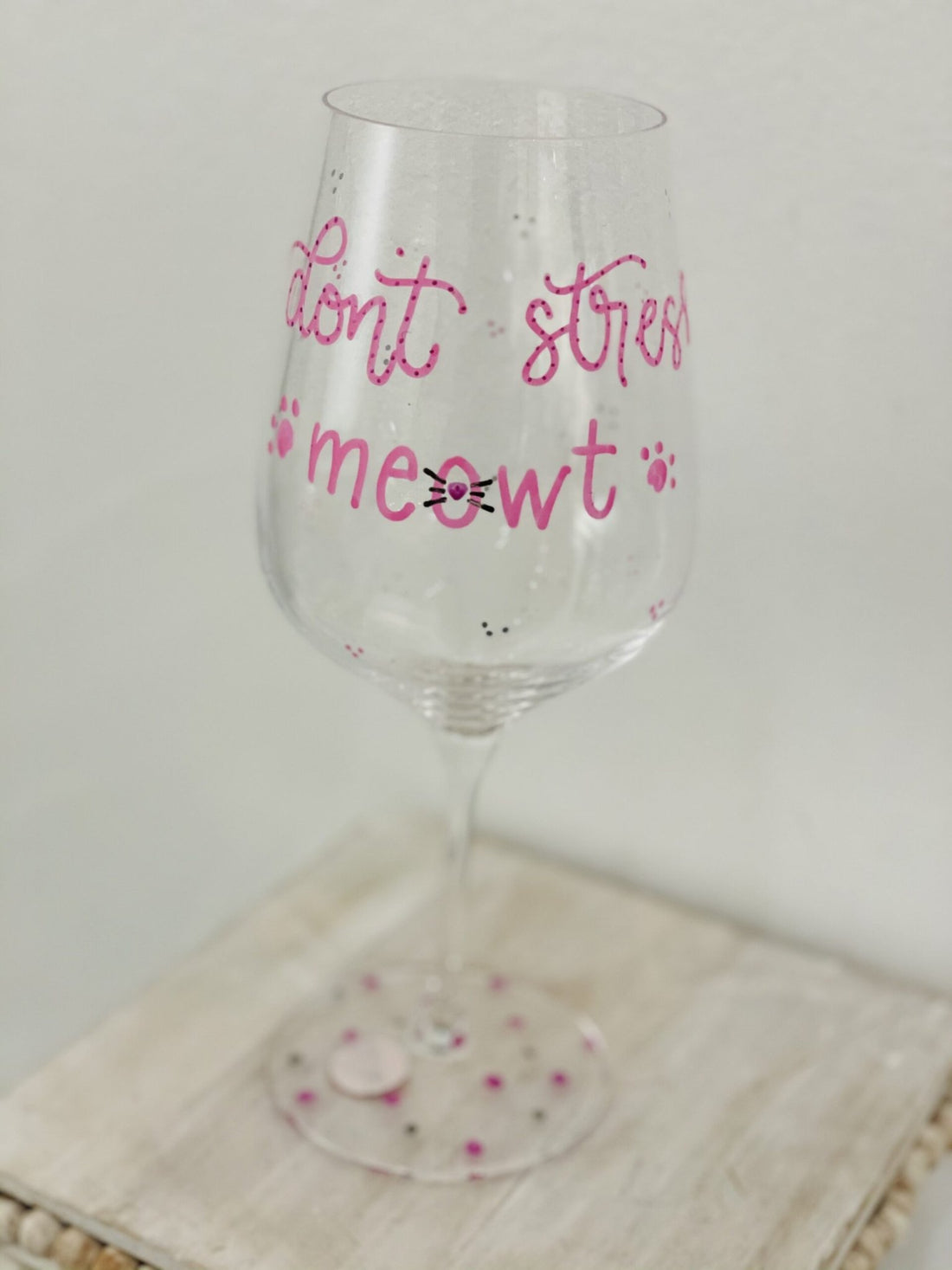 Hand Painted Wine Glass - Cats/Stemmed - Gussied Up Pet Boutique