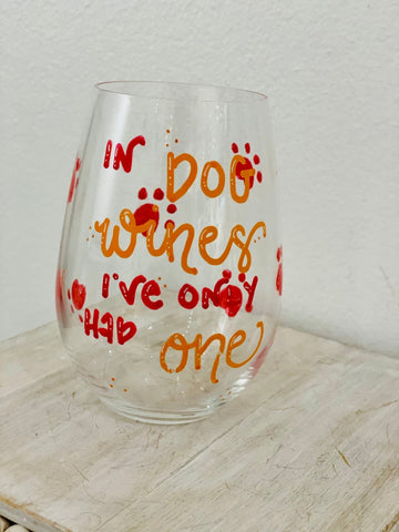Hand Painted Wine Glass - Pups/Stemless - Gussied Up Pet Boutique