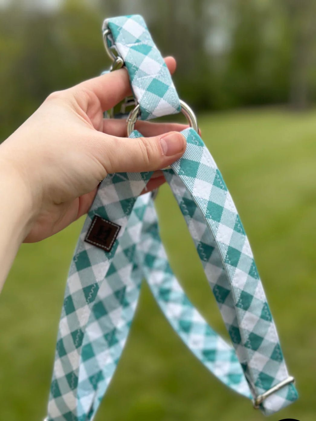 Harness - Green Blue Gingham - Gussied Up Pet Boutique