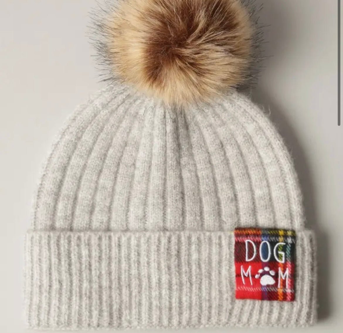 Hat - Dog Mom Beanie Tan - Gussied Up Pet Boutique