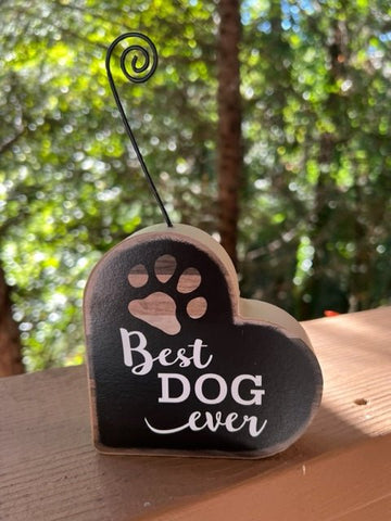 Heart Block Picture Holder - Best Dog - Gussied Up Pet Boutique