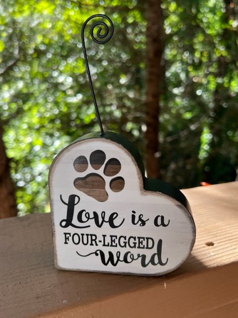 Heart Block Picture Holder - Love 4 Legged Word - Gussied Up Pet Boutique