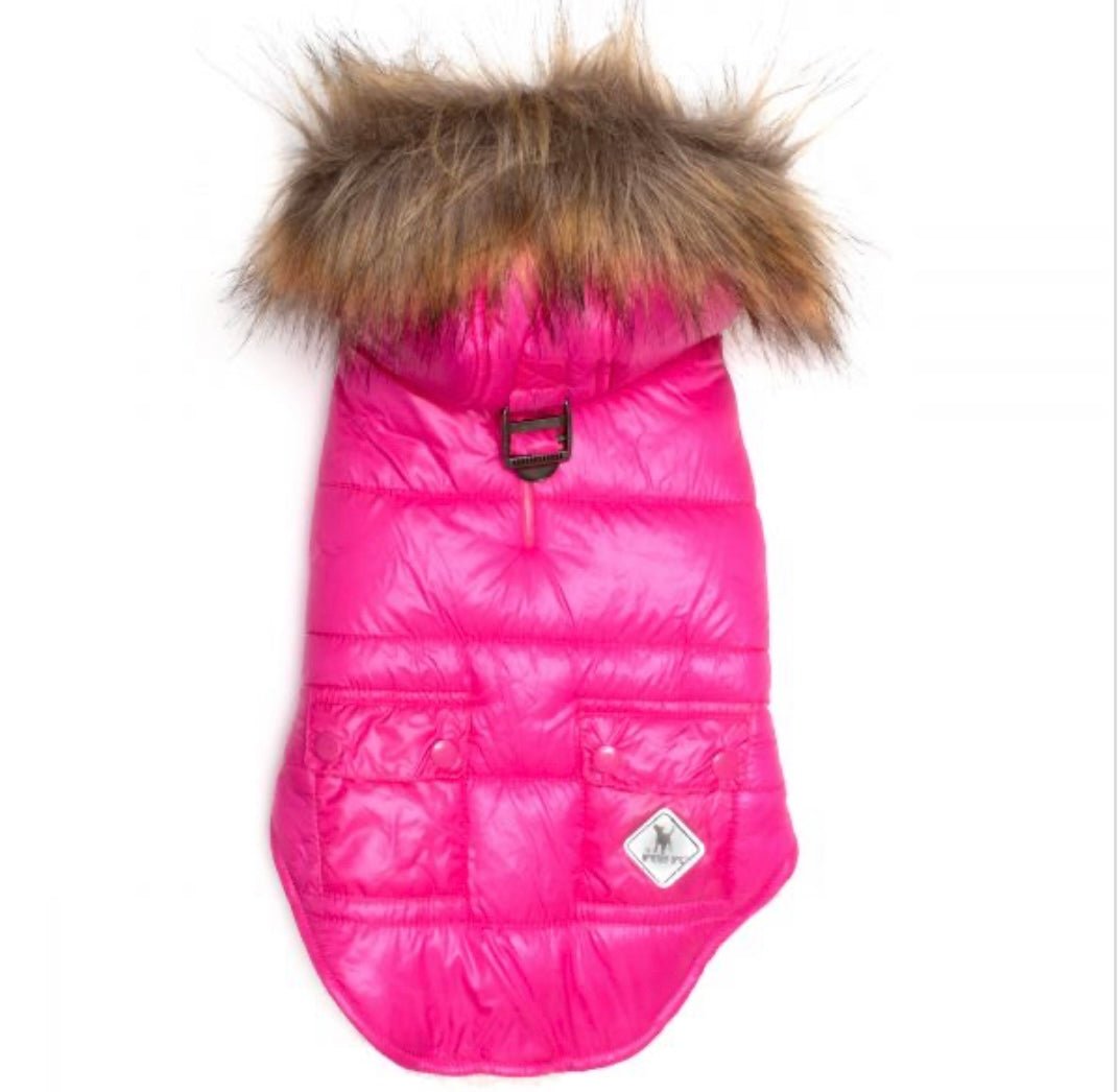 Hoodie Puffer Vest - Pink - Gussied Up Pet Boutique