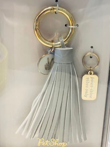 Keychain - Pawsitive Vibes - Silver - Gussied Up Pet Boutique