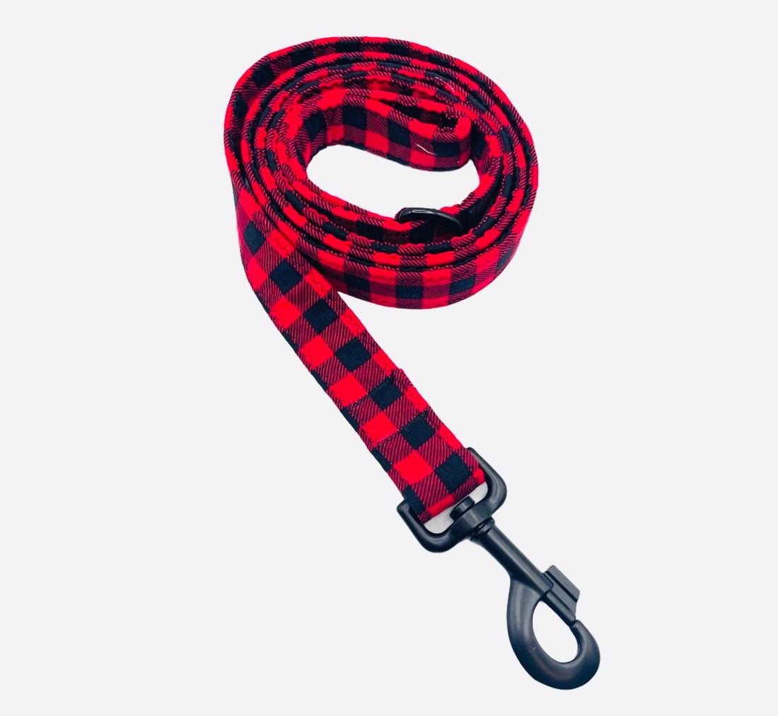 Leash - Red Buffalo Check - Gussied Up Pet Boutique