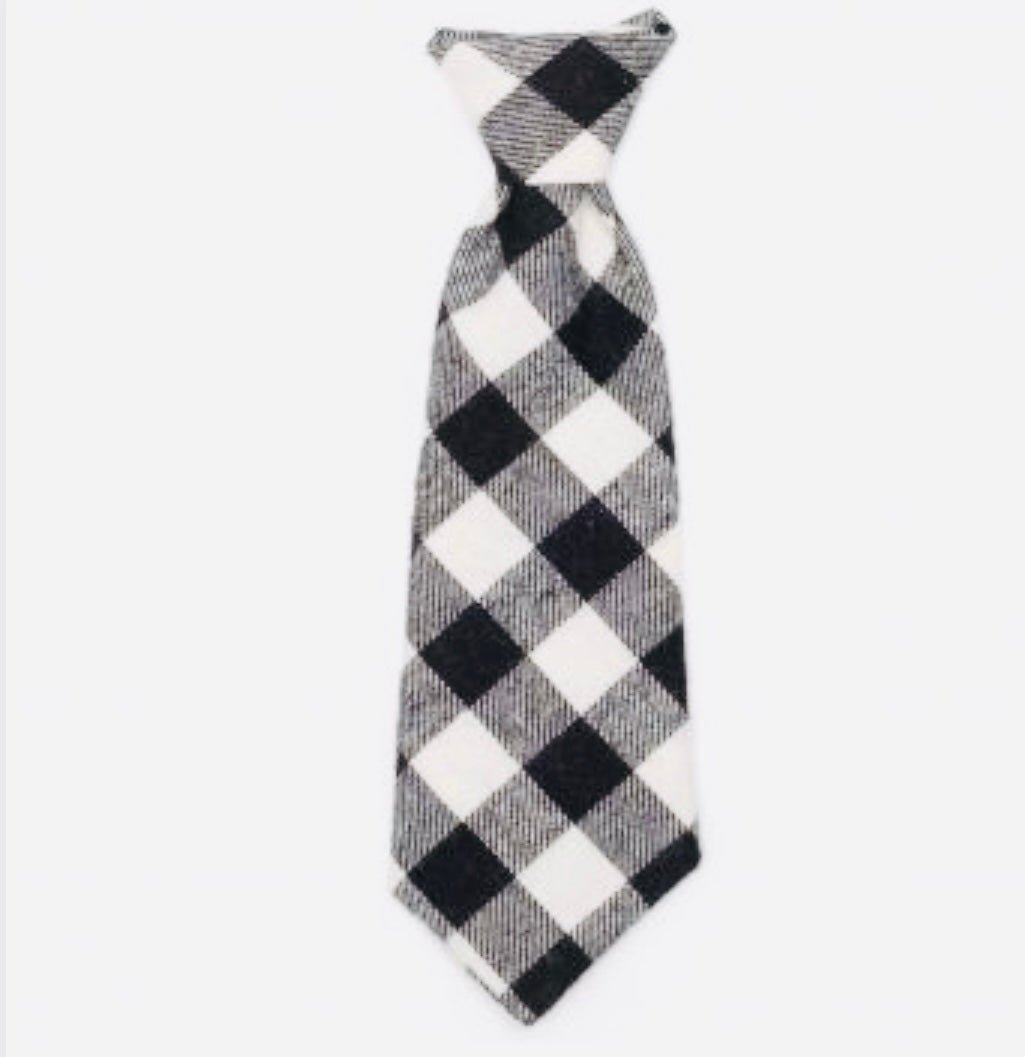 Neck Tie - Black/White Buffalo Check - Gussied Up Pet Boutique