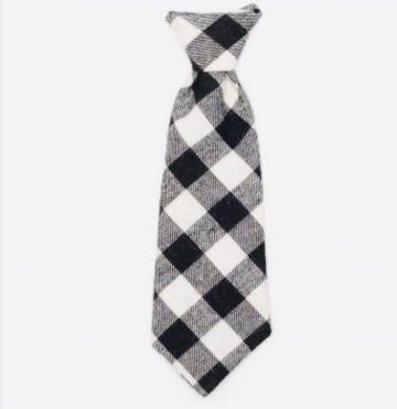 Neck Tie - Black/White Buffalo Check - Gussied Up Pet Boutique