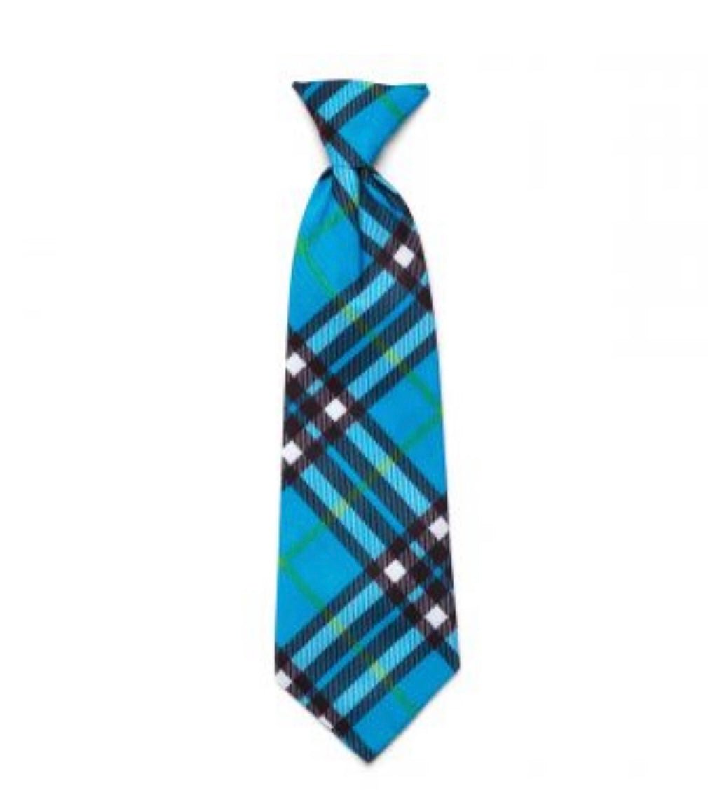 Neck Tie - Blue Plaid - Gussied Up Pet Boutique