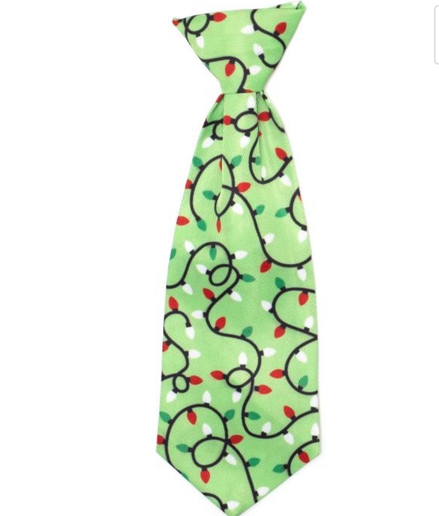 Neck Tie - Christmas Lights - Gussied Up Pet Boutique