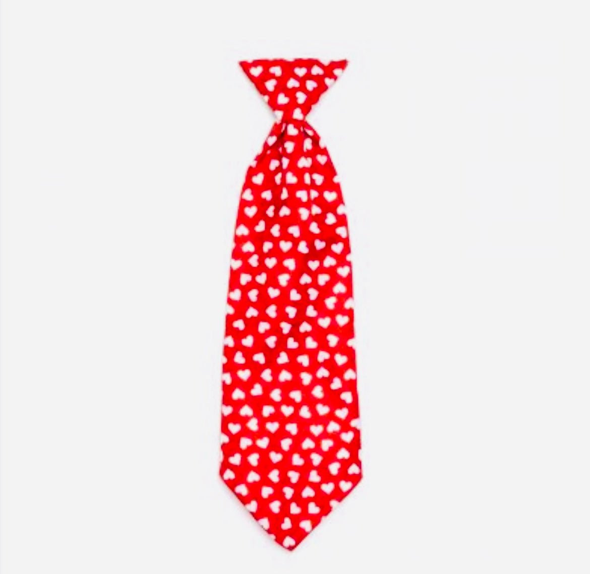 Neck Tie - Red/White Hearts - Gussied Up Pet Boutique