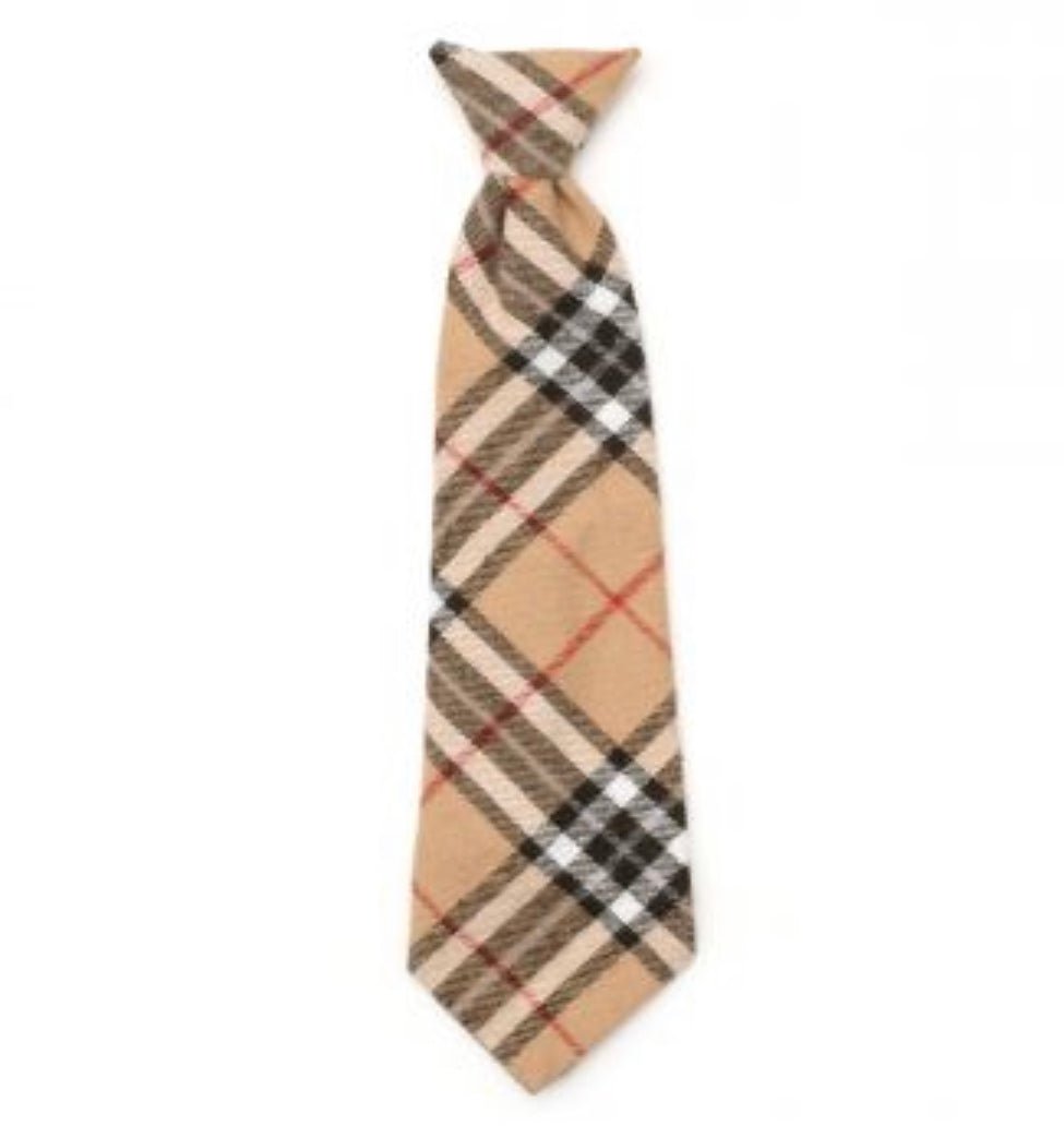 Neck Tie - Tan Plaid - Gussied Up Pet Boutique
