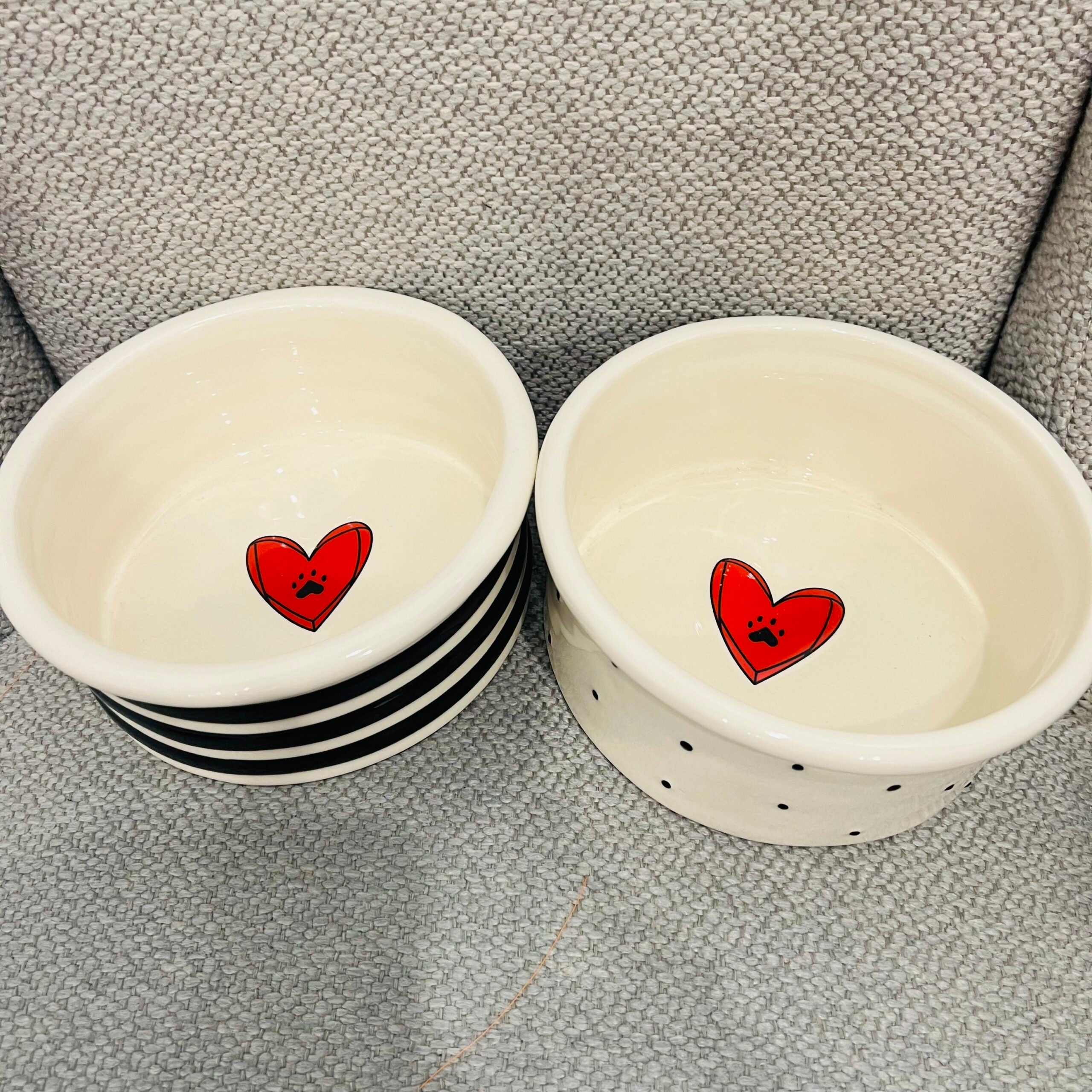 Dog Bowl - Cream Stripe