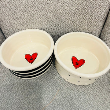 Dog Bowl - Cream Stripe