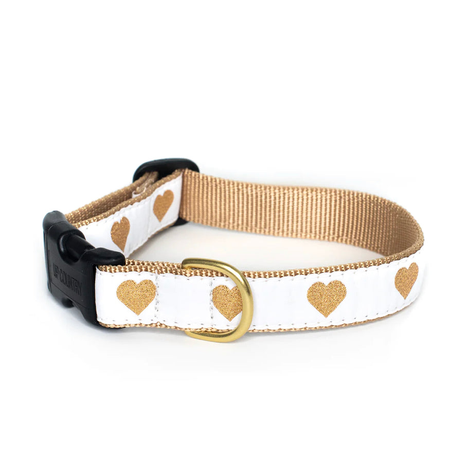 Dog Collar - Heart of Gold White