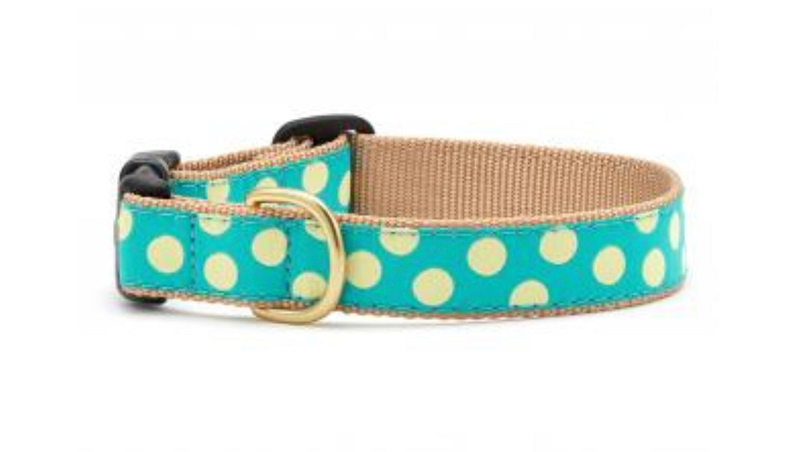 Dog Collar - Teal Yellow Dot